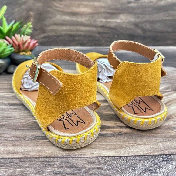 NIB Miz Mooz Cleo 38 7.5-8 Orchre Suede Ankle Strap Closed Toe Espadrille Sandal - Picture 8 of 12